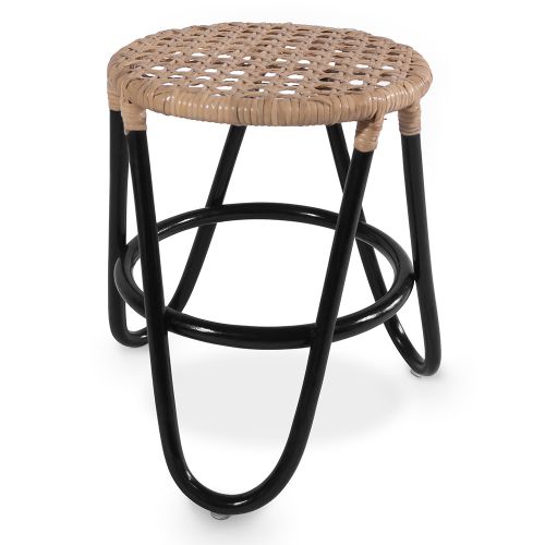 Black rattan garden shop stool